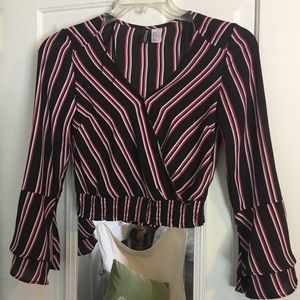 Stripped V-Neck Crop Top, size 0